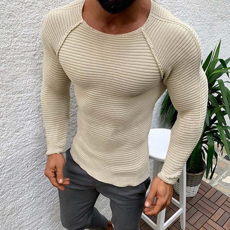 Men's Round Neck Slim Long Sleeve Knit Pullover Sweater