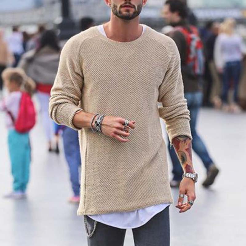 Men's Casual Round Neck Long Sleeve Knit Sweater