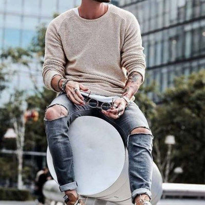 Men's Casual Round Neck Long Sleeve Knit Sweater