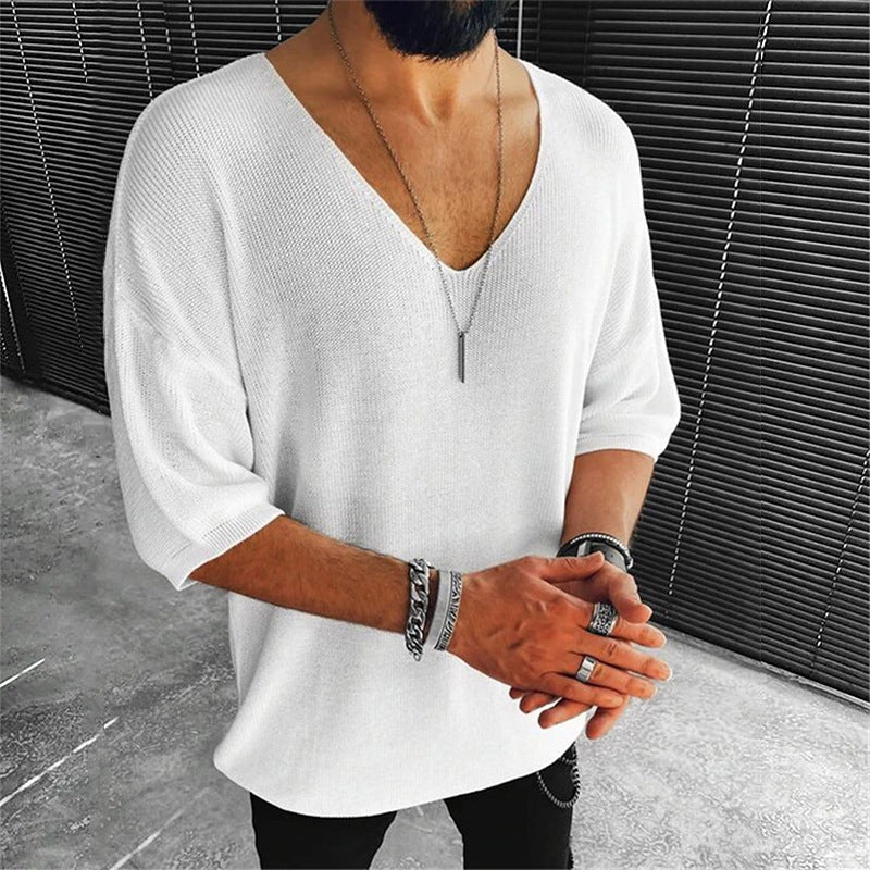 Men's V-neck Sweater T-shirt