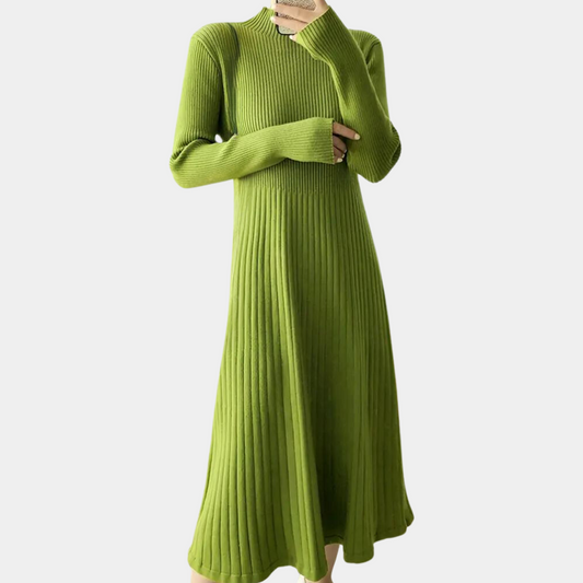 Solid ribbed midi dress