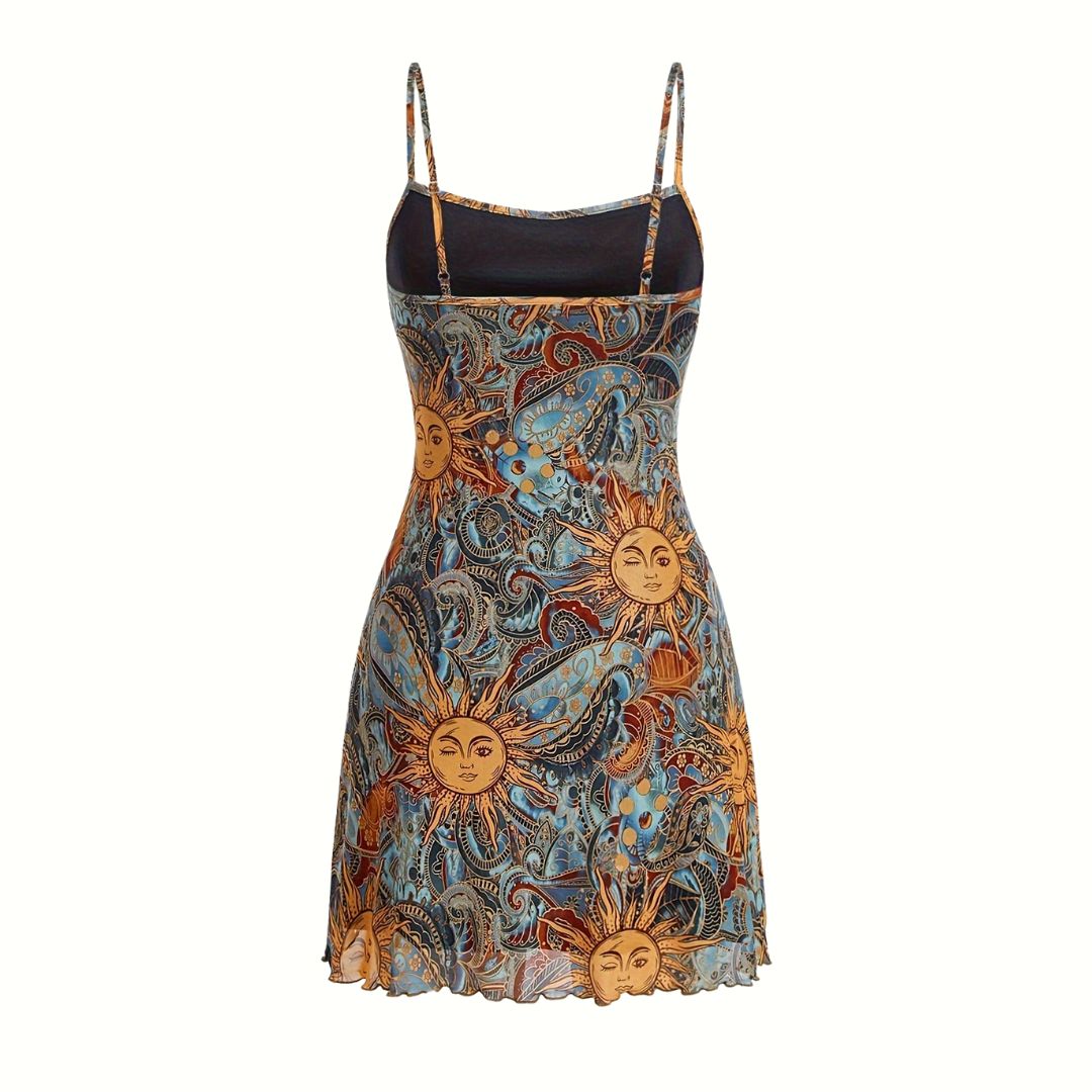 Sun Print Spaghetti Strap Dress