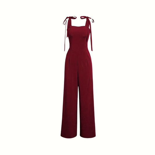 Solid Color Square Neck Tank Jumpsuit