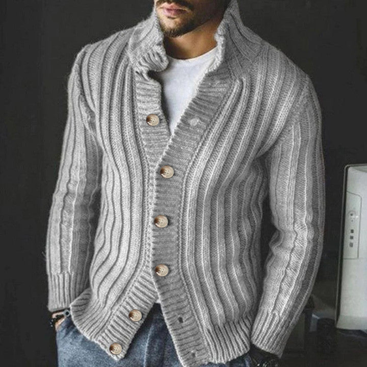 Men's Single Breasted Knit Sweater Jacket