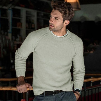 Men's Solid Color Crew Neck Knit Pullover Sweater