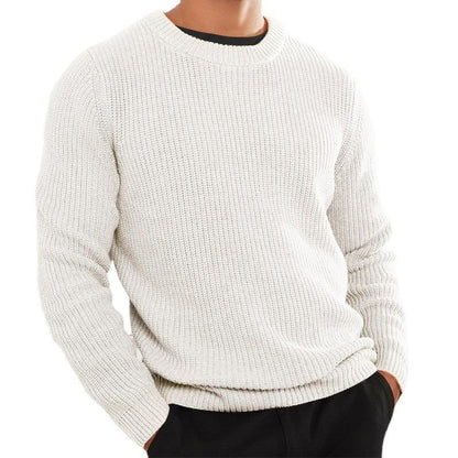 Men's Round Neck Solid Knit Sweater