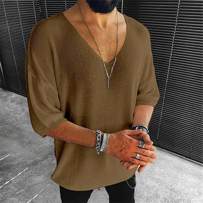 Men's V-neck Sweater T-shirt