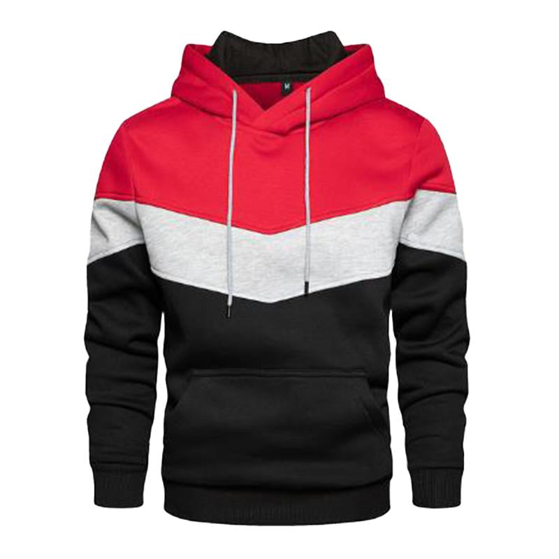 Men's Casual Sports Colorblock Patchwork Long Sleeve Loose Hoodie