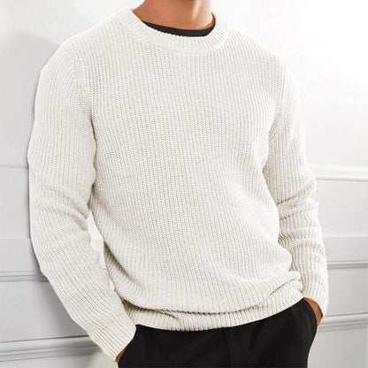 Men's Round Neck Solid Knit Sweater