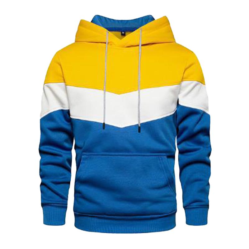 Men's Casual Sports Colorblock Patchwork Long Sleeve Loose Hoodie