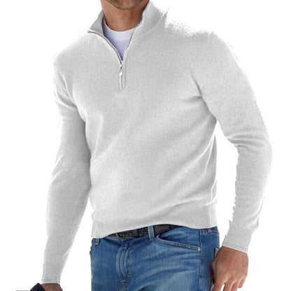 Men's Solid Color Zip Pullover Sweater