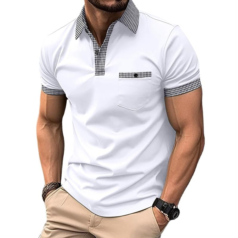 Men's Button Down Colorblock Sports Polo Shirt Short Sleeve T-Shirt