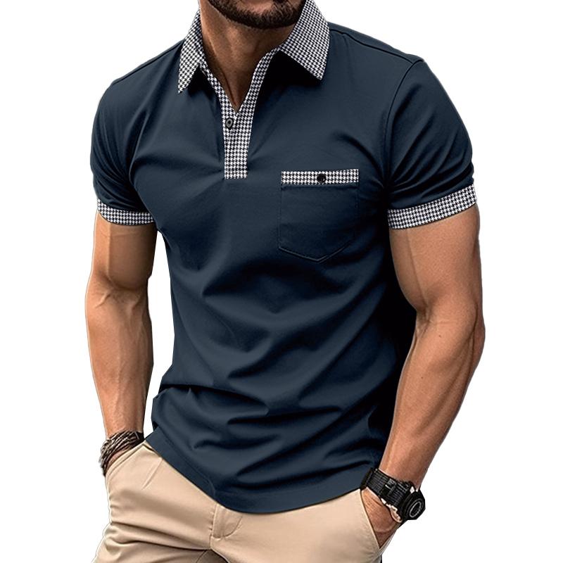 Men's Button Down Colorblock Sports Polo Shirt Short Sleeve T-Shirt