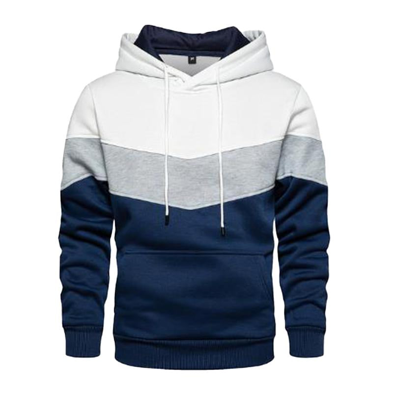 Men's Casual Sports Colorblock Patchwork Long Sleeve Loose Hoodie