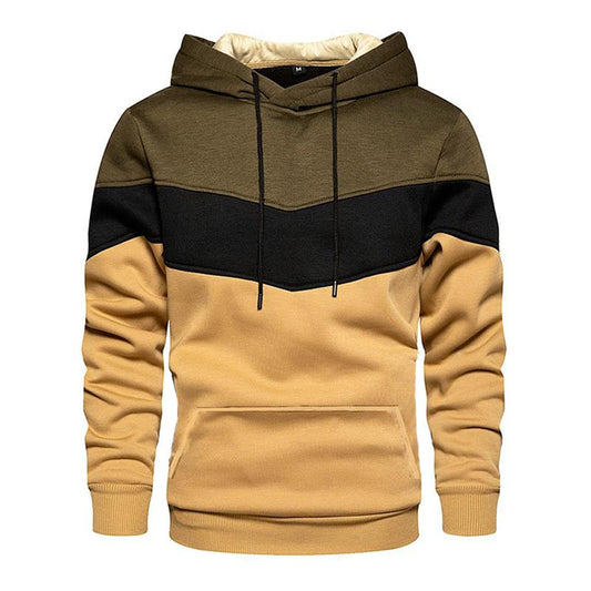 Men's Casual Sports Colorblock Patchwork Long Sleeve Loose Hoodie