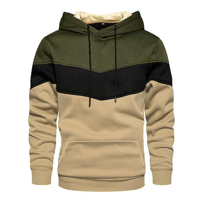 Men's Casual Sports Colorblock Patchwork Long Sleeve Loose Hoodie