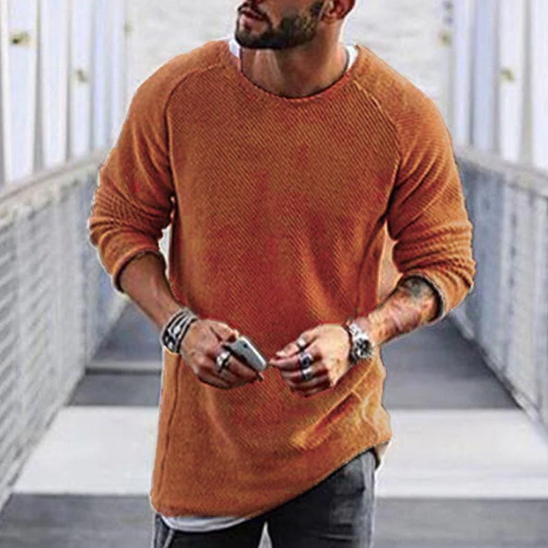 Men's Casual Round Neck Long Sleeve Knit Sweater