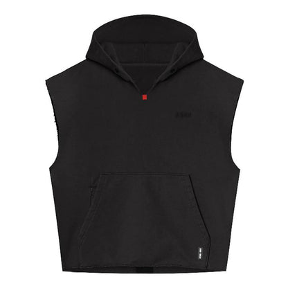 Men's Solid Loose Sleeveless Fitness Sports Hoodie